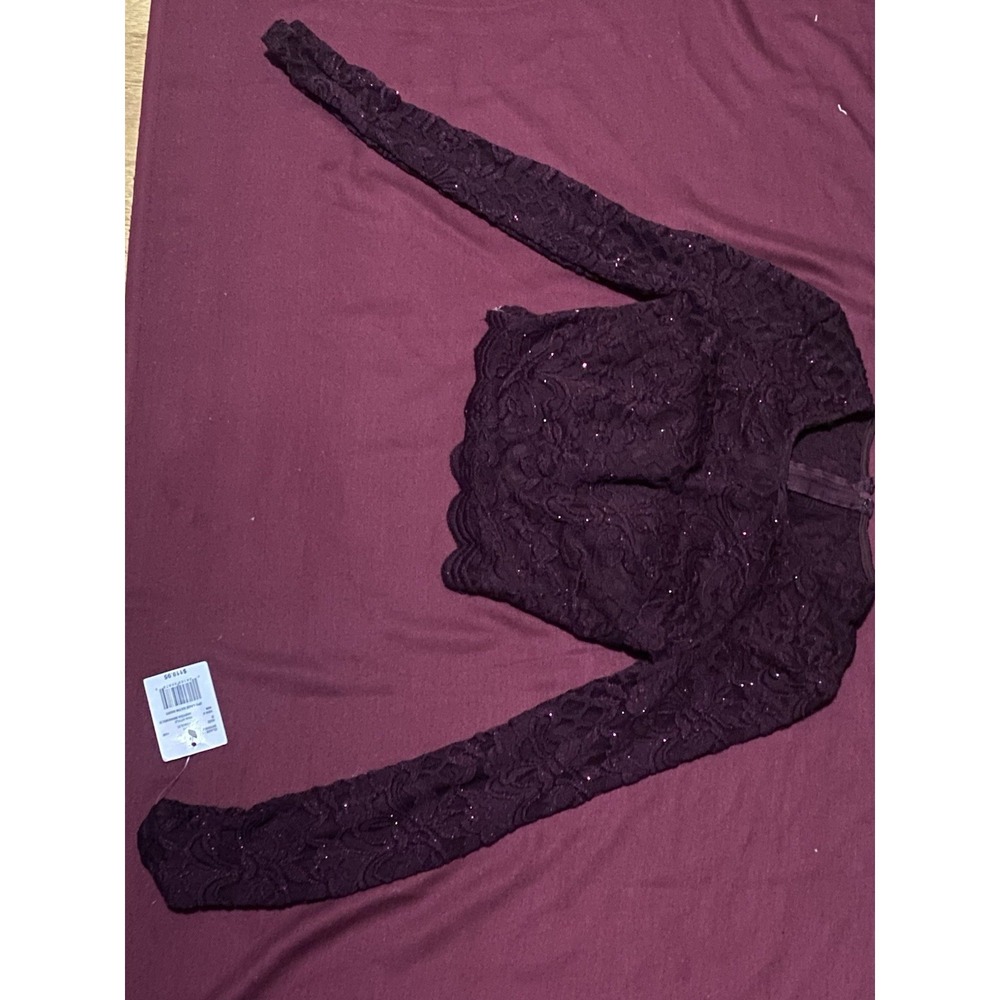 City Vibe 2 Piece Skirt Set Burgundy Lace Top Size S Floral Skirt NWOT LOVELY